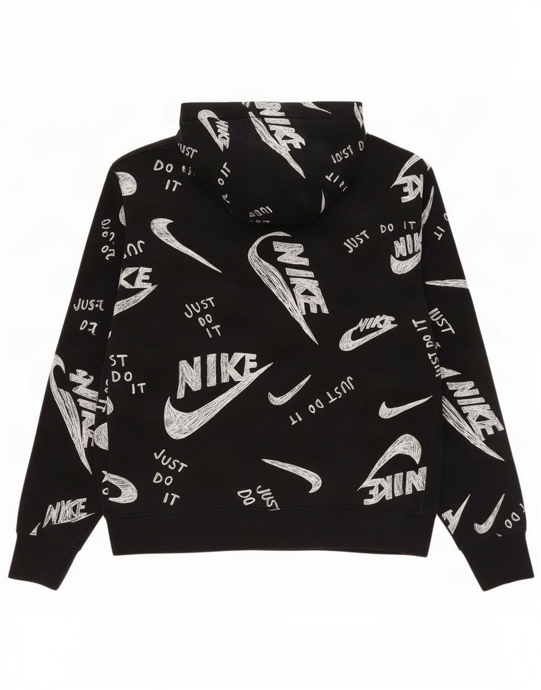 Nike Mens Graphic Hoodie Jumper Medium Black Cotton