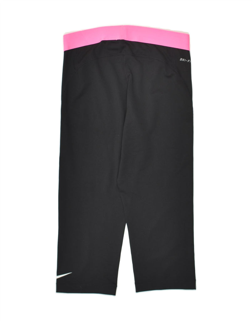 NIKE Womens Dri Fit Capri Leggings UK 14 Medium Black Polyester | Vintage Nike | Thrift | Second-Hand Nike | Used Clothing | Messina Hembry 