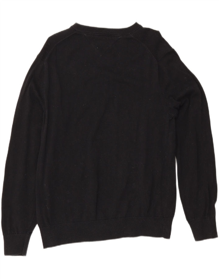 TOMMY HILFIGER Mens V-Neck Jumper Sweater Large Black Cotton Vintage Tommy Hilfiger and Second-Hand Tommy Hilfiger from Messina Hembry 