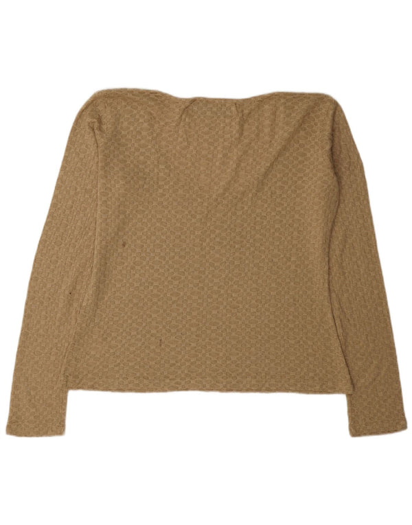 Zara Womens V-Neck Jumper Sweater UK 16 Large Beige Acrylic