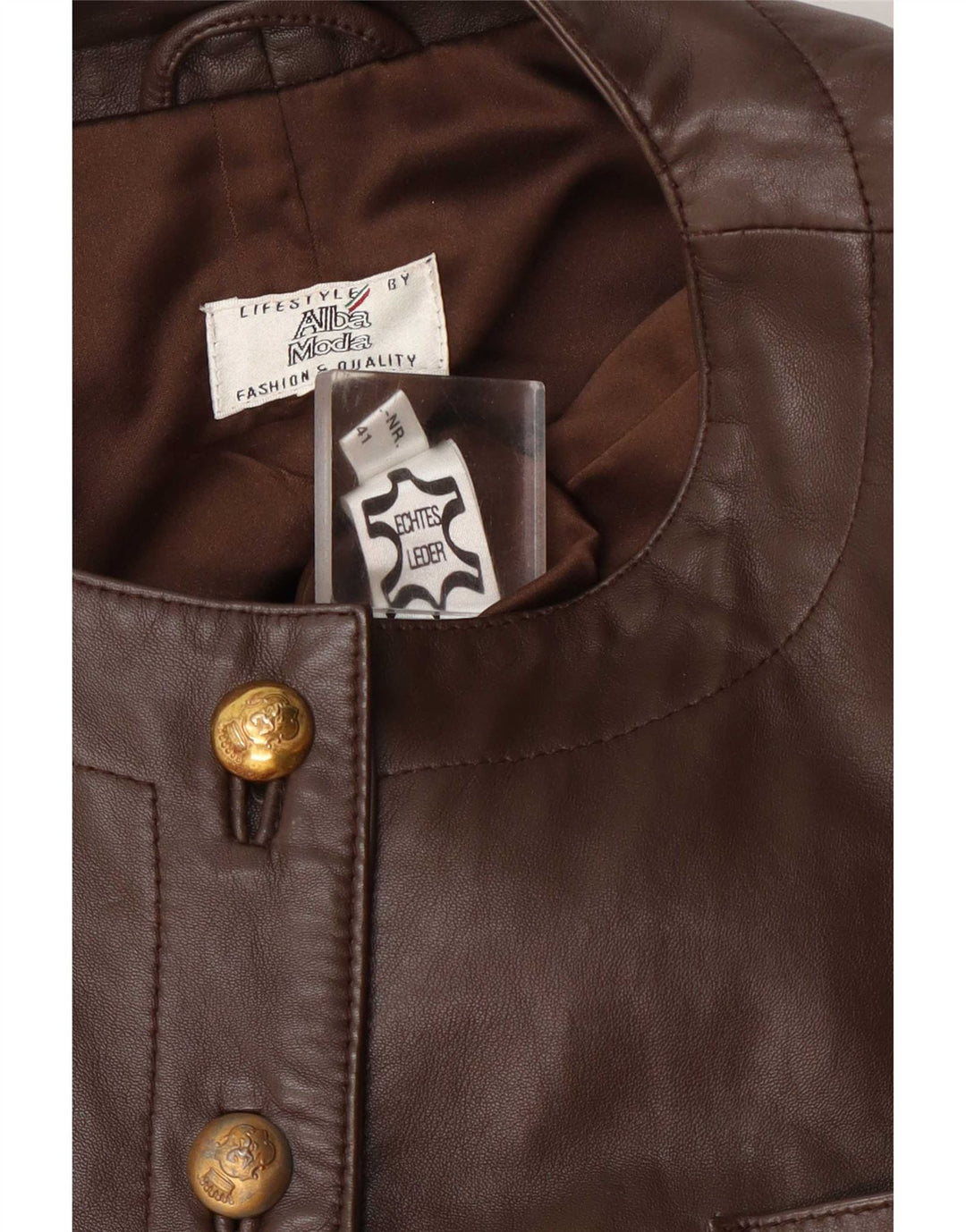 Alba Moda Womens Leather Blazer Jacket UK 14 Medium Brown