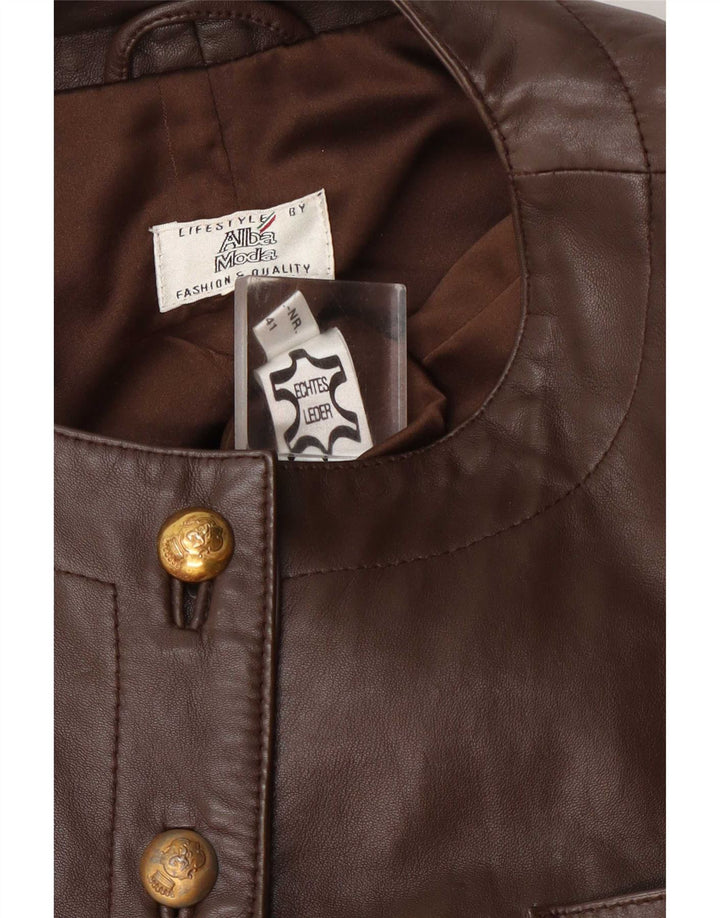 Alba Moda Womens Leather Blazer Jacket UK 14 Medium Brown