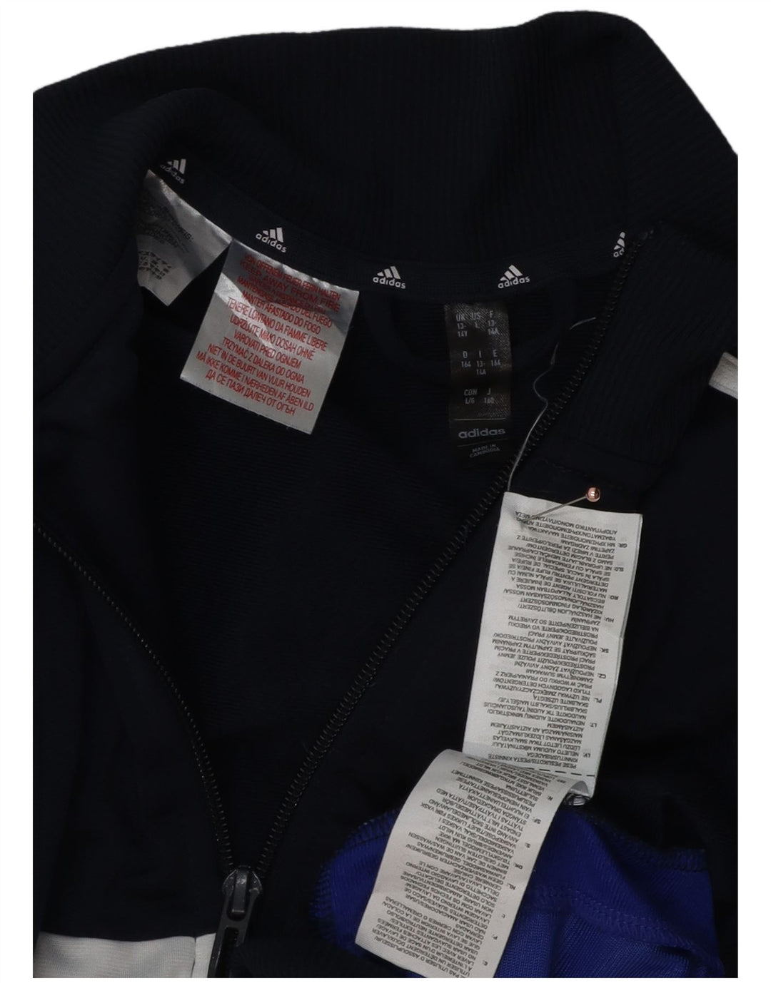 ADIDAS Boys Aeroready Tracksuit Top Jacket 13-14 Years Navy Blue