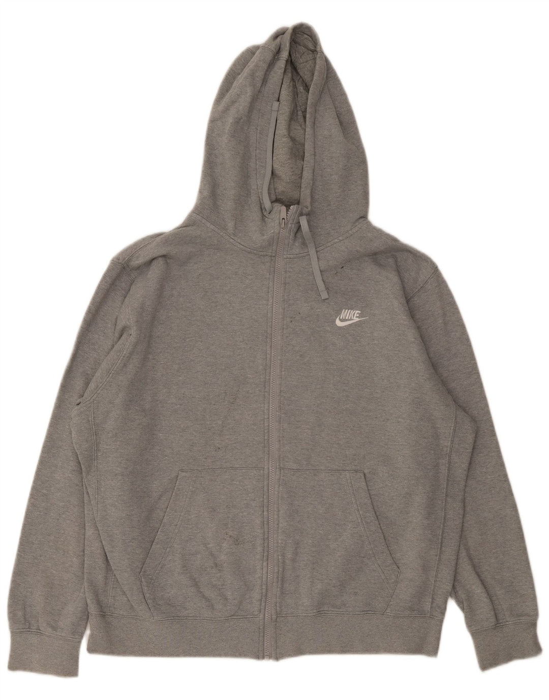 Nike Mens Zip Hoodie Sweater XL Grey Cotton