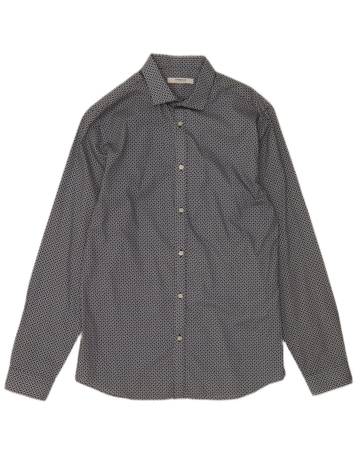 Jack & Jones Mens Shirt Size 40 Medium Navy Blue Geometric Cotton