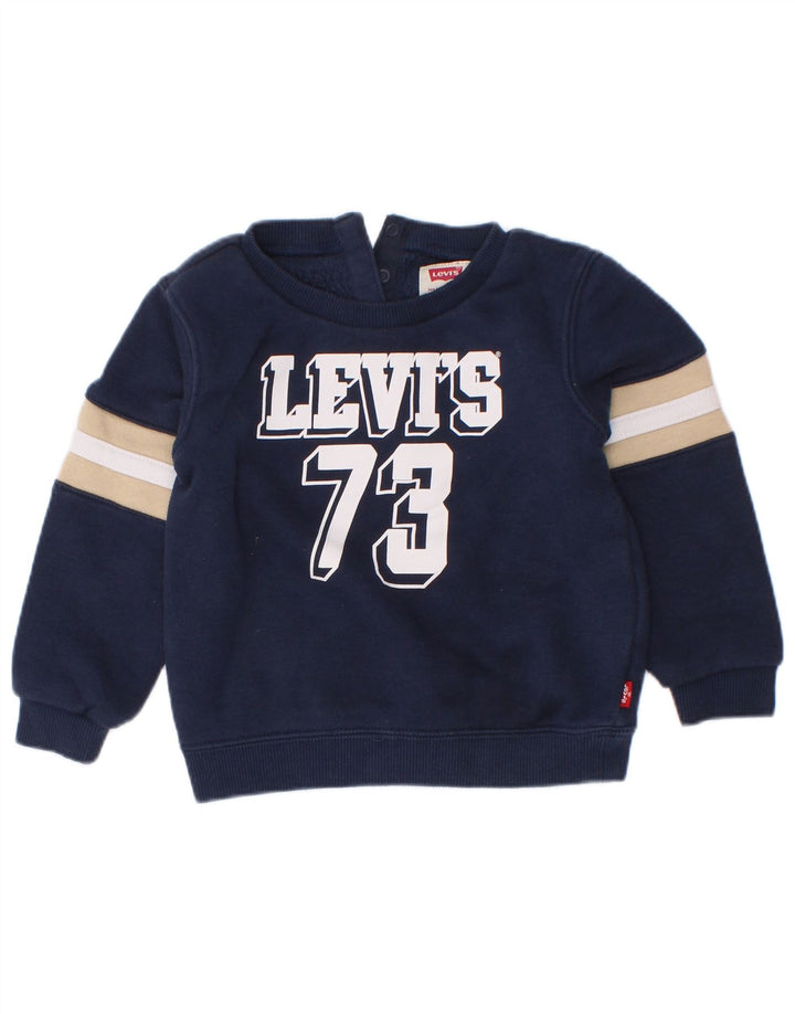 Levi's Baby Boys Sweatshirt Jumper 18-24 Months Navy Blue Colourblock