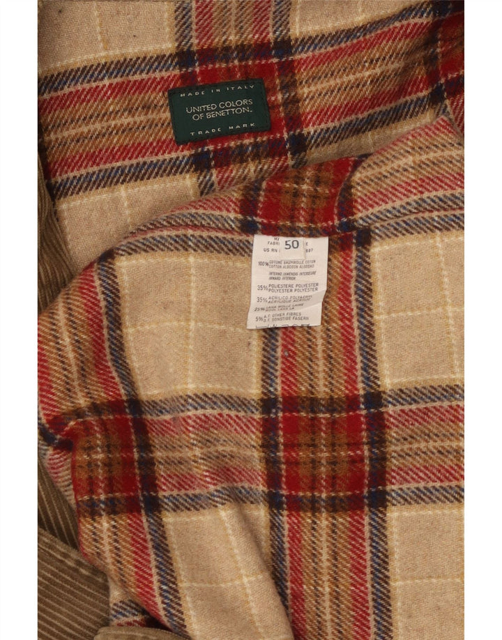 BENETTON Mens Corduroy Jacket IT 50 Large Beige Cotton