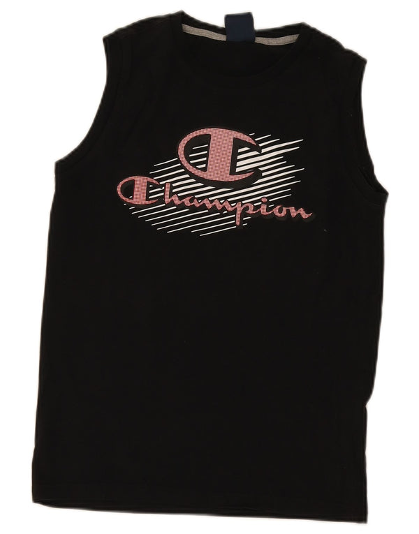 Champion Boys Graphic Vest Top 11-12 Years Large Black Cotton