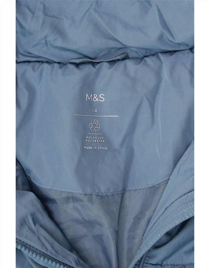 Marks & Spencer Womens Padded Jacket UK 14 Large Blue Polyester