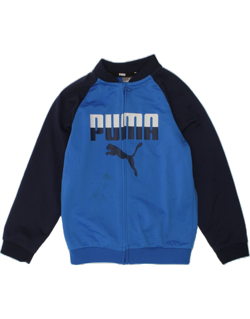 PUMA Boys Graphic Tracksuit Top Jacket 3-4 Years Blue Colourblock | Vintage Puma | Thrift | Second-Hand Puma | Used Clothing | Messina Hembry 