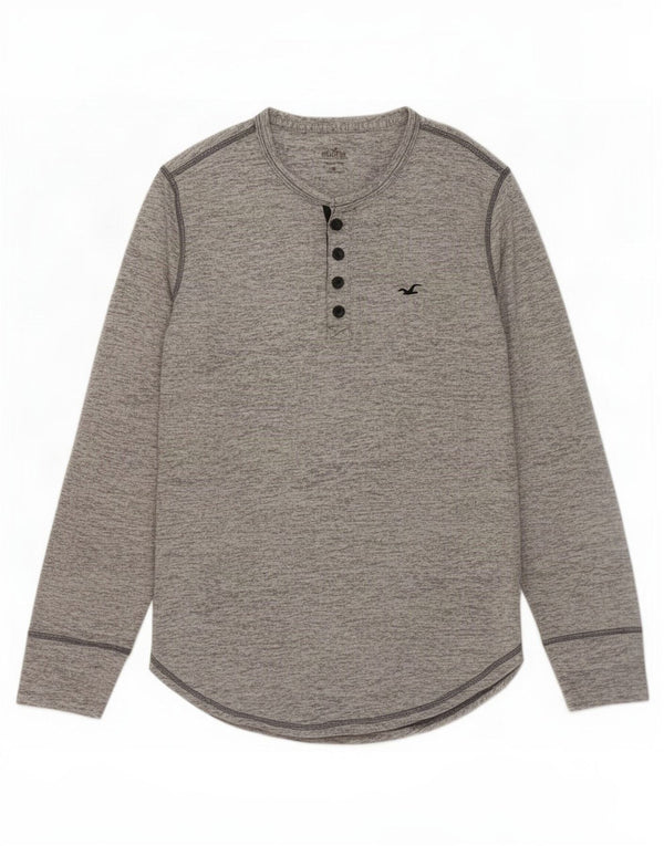 Hollister Mens Top Long Sleeve Small Grey Flecked Cotton
