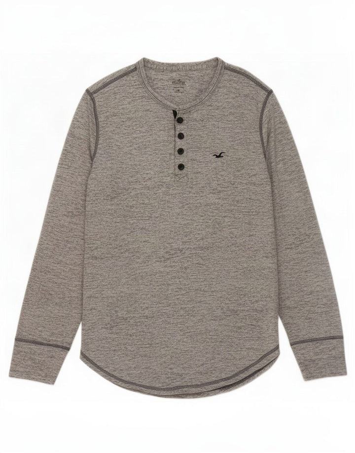 Hollister Mens Top Long Sleeve Small Grey Flecked Cotton