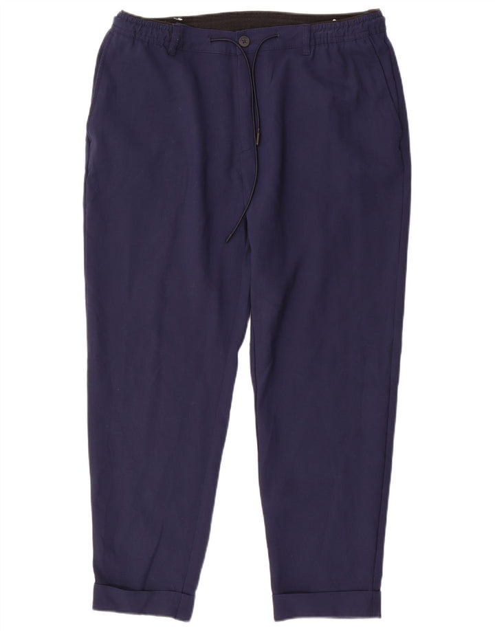 Zara Mens Tapered Chino Trousers Large W32 L26 Navy Blue Polyester