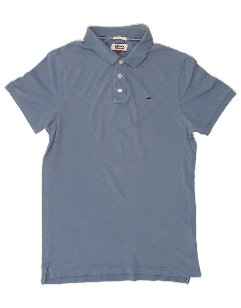 TOMMY HILFIGER Mens Slim Fit Polo Shirt Medium Blue Cotton | Vintage Tommy Hilfiger | Thrift | Second-Hand Tommy Hilfiger | Used Clothing | Messina Hembry 