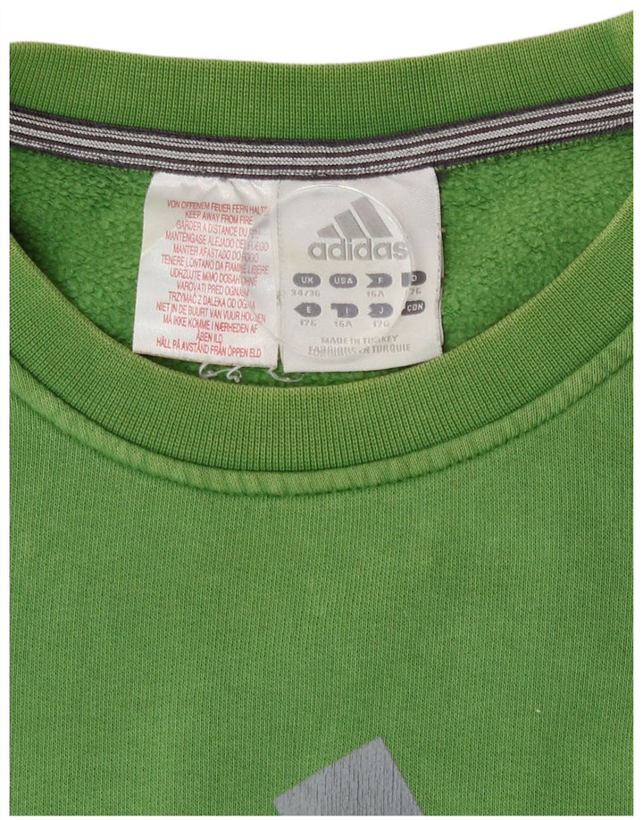 Adidas Boys Graphic Top Long Sleeve 15-16 Years Green Cotton