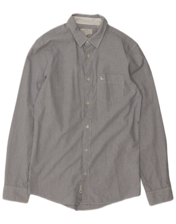 Jack Wills Mens Classic Fit Shirt Small Grey Pinstripe Cotton