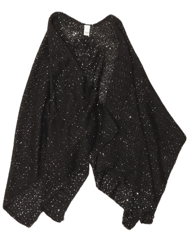 Marks & Spencer Womens Poncho Jumper One Size Black Flecked Acrylic