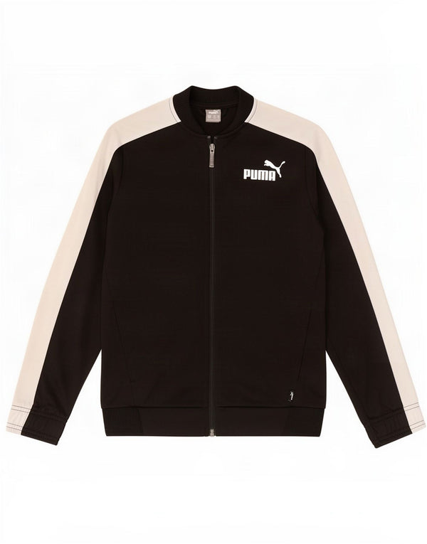 Puma Boys Tracksuit Top Jacket 11-12 Years Black Colourblock Polyester
