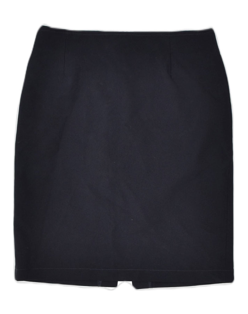 VINTAGE Womens Straight Skirt IT 42 Medium W28 Navy Blue Polyester | Vintage | Thrift | Second-Hand | Used Clothing | Messina Hembry 