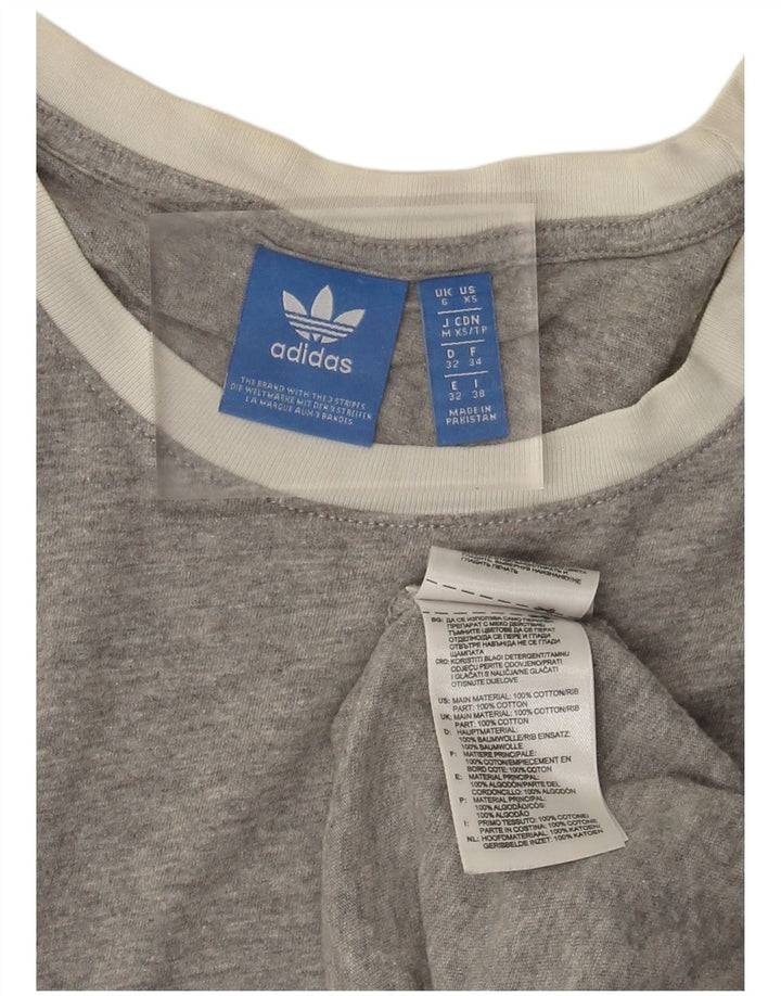 Adidas Womens Oversized T-Shirt Top UK 6 XS Grey Cotton