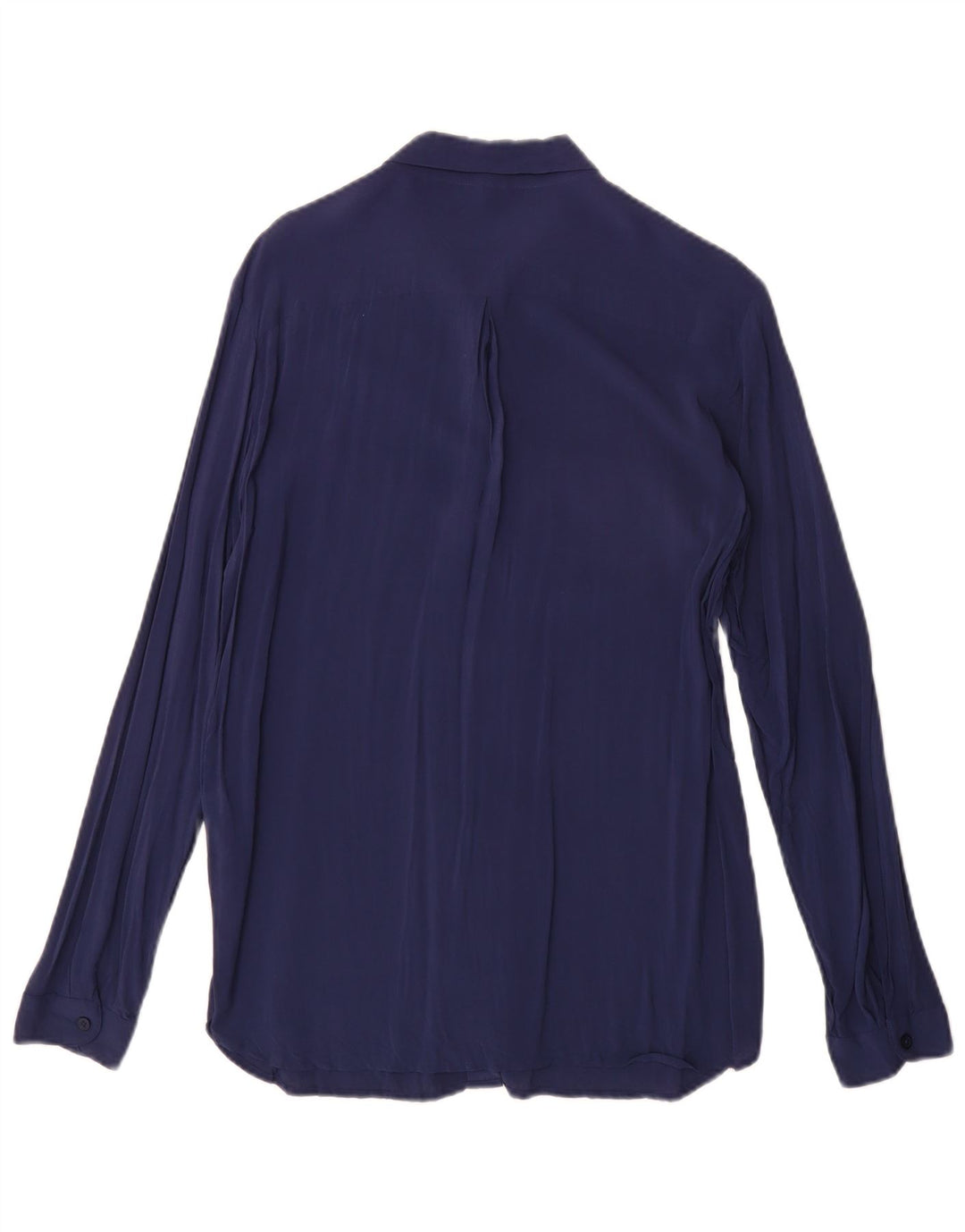 BENETTON Womens Shirt UK 12 Medium Navy Blue Viscose