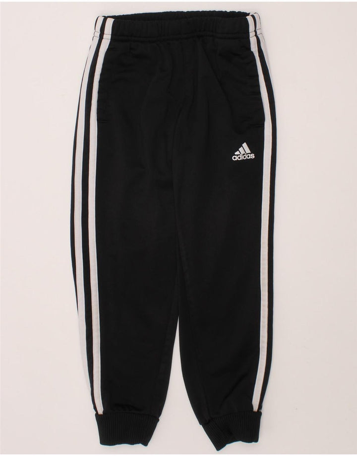ADIDAS Boys Hooded Full Tracksuit 4-5 Years  Black Polyester Vintage Adidas and Second-Hand Adidas from Messina Hembry 