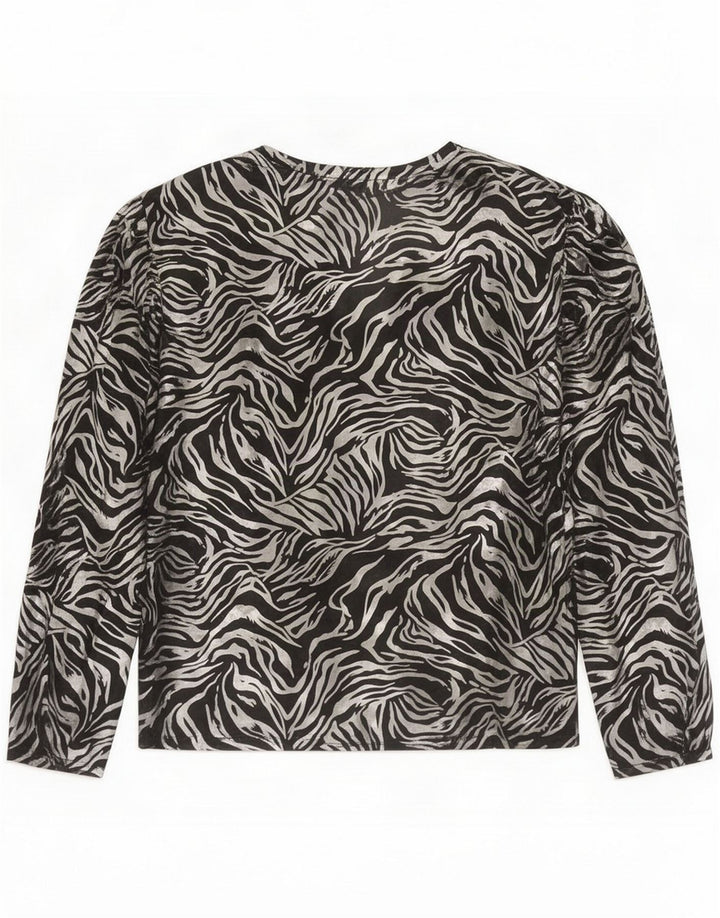 C&A Womens Front Tie Shirt Blouse EU 40 Medium Black Animal Print Polyester