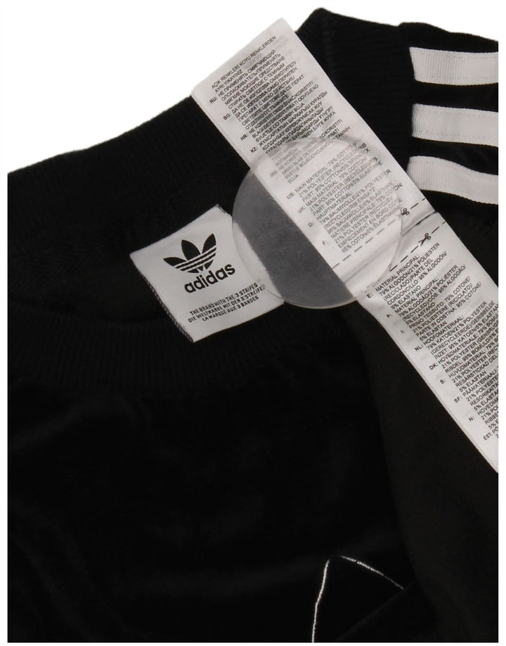 Adidas Womens Graphic Top Long Sleeve UK 12 Medium Black Cotton