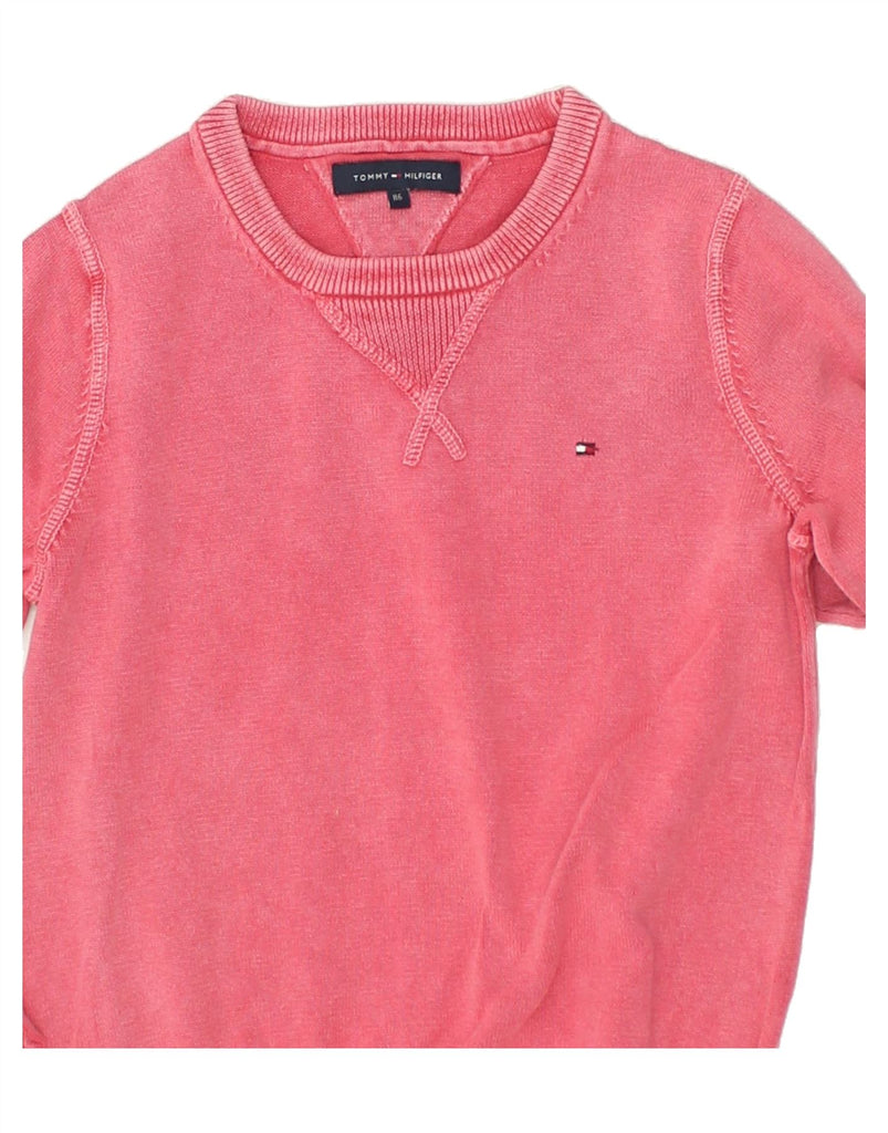 TOMMY HILFIGER Girls Crew Neck Jumper Sweater 5-6 Years Pink Cotton | Vintage Tommy Hilfiger | Thrift | Second-Hand Tommy Hilfiger | Used Clothing | Messina Hembry 