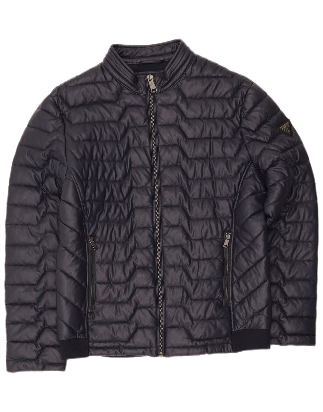 Guess Mens Padded Jacket UK 42 XL Navy Blue Polyester
