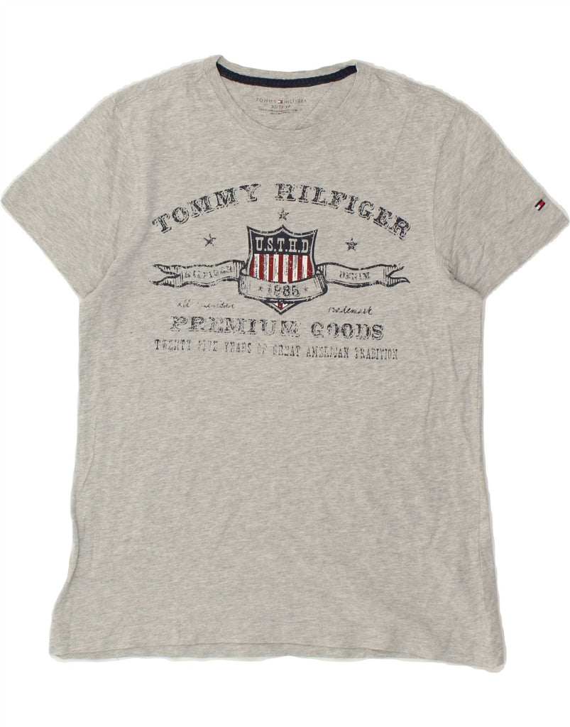 TOMMY HILFIGER Womens Graphic T-Shirt Top UK 6 XS Grey | Vintage Tommy Hilfiger | Thrift | Second-Hand Tommy Hilfiger | Used Clothing | Messina Hembry 