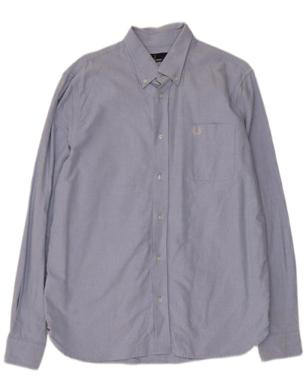 Fred Perry Mens Shirt Large Blue Cotton