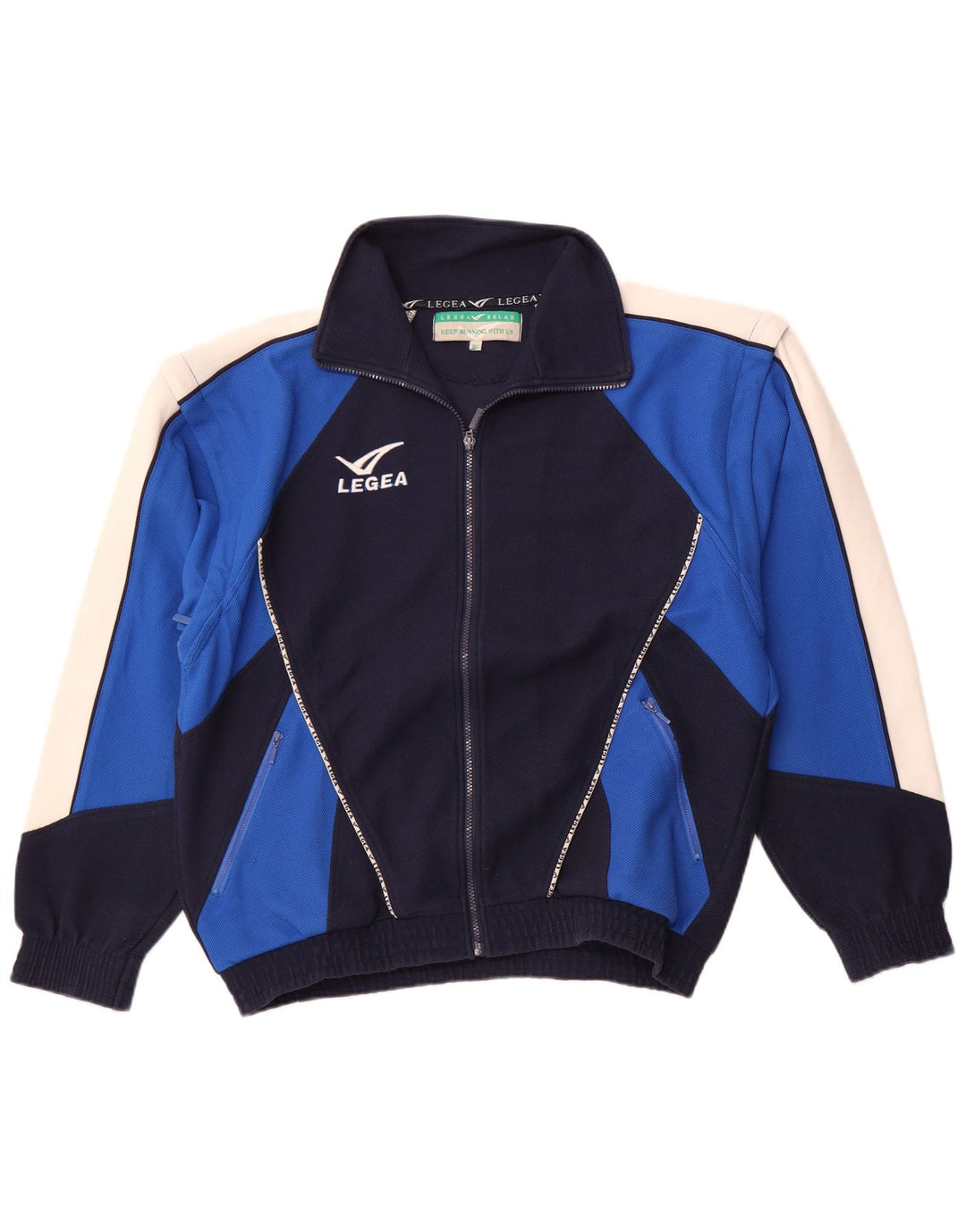 LEGEA Mens Tracksuit Top Jacket XL Navy Blue Colourblock Polyester