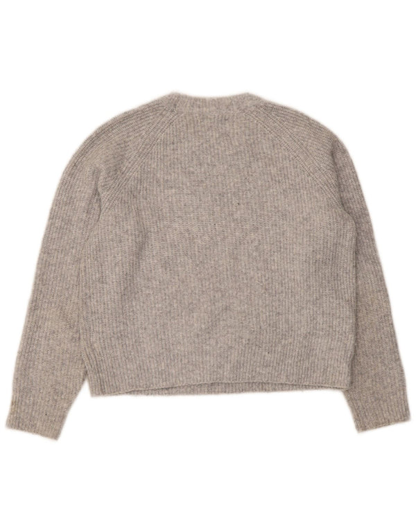 Zara Girls Crop Crew Neck Jumper Sweater 11-12 Years Grey Polyester