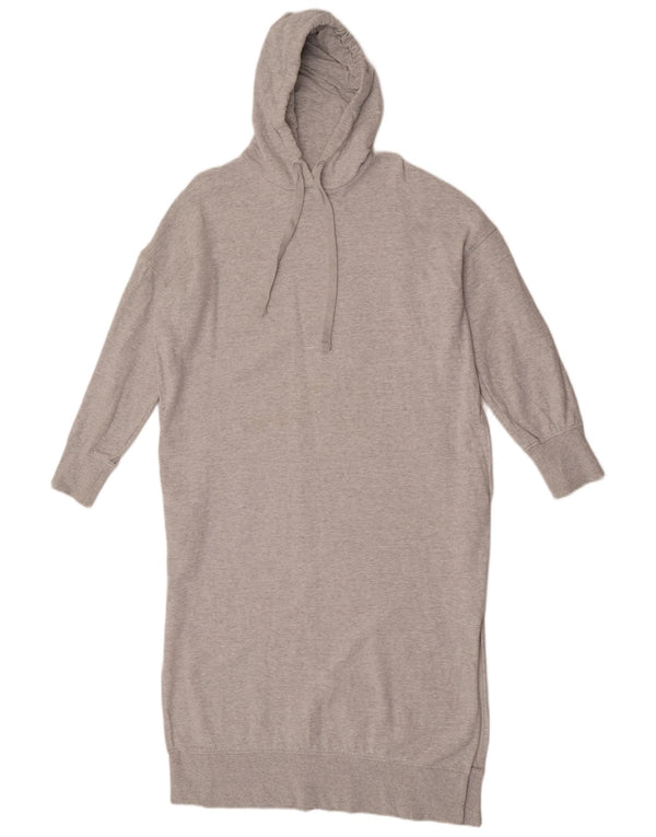 Cos Womens Oversized Hoodie Dress UK 10 Small Grey Flecked Cotton