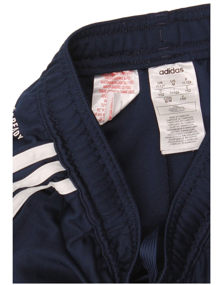 ADIDAS Boys Aeroready Tracksuit Trousers 11-12 Years Navy Blue Polyester