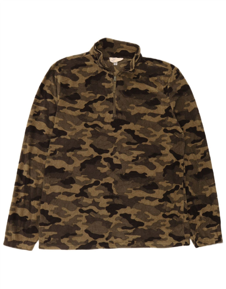 Mountain Warehouse Mens Zip Neck Fleece Jumper Medium Beige Camouflage