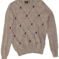 Lotto Mens Crew Neck Jumper Sweater Medium Grey Argyle/Diamond Wool