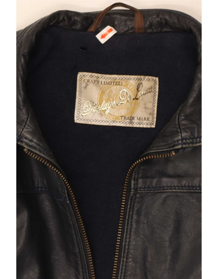 Vintage Womens Leather Jacket IT 42 Medium Black Leather
