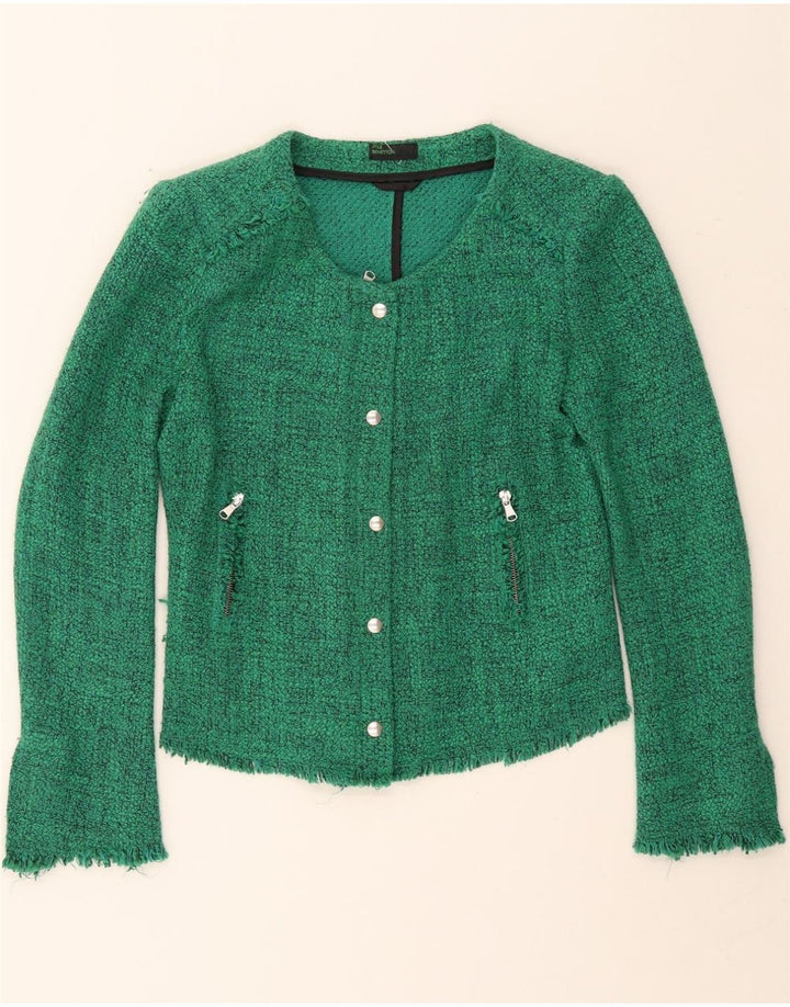 BENETTON Womens 5 Button Blazer Jacket UK 12 Medium Green Acrylic Vintage Benetton and Second-Hand Benetton from Messina Hembry 