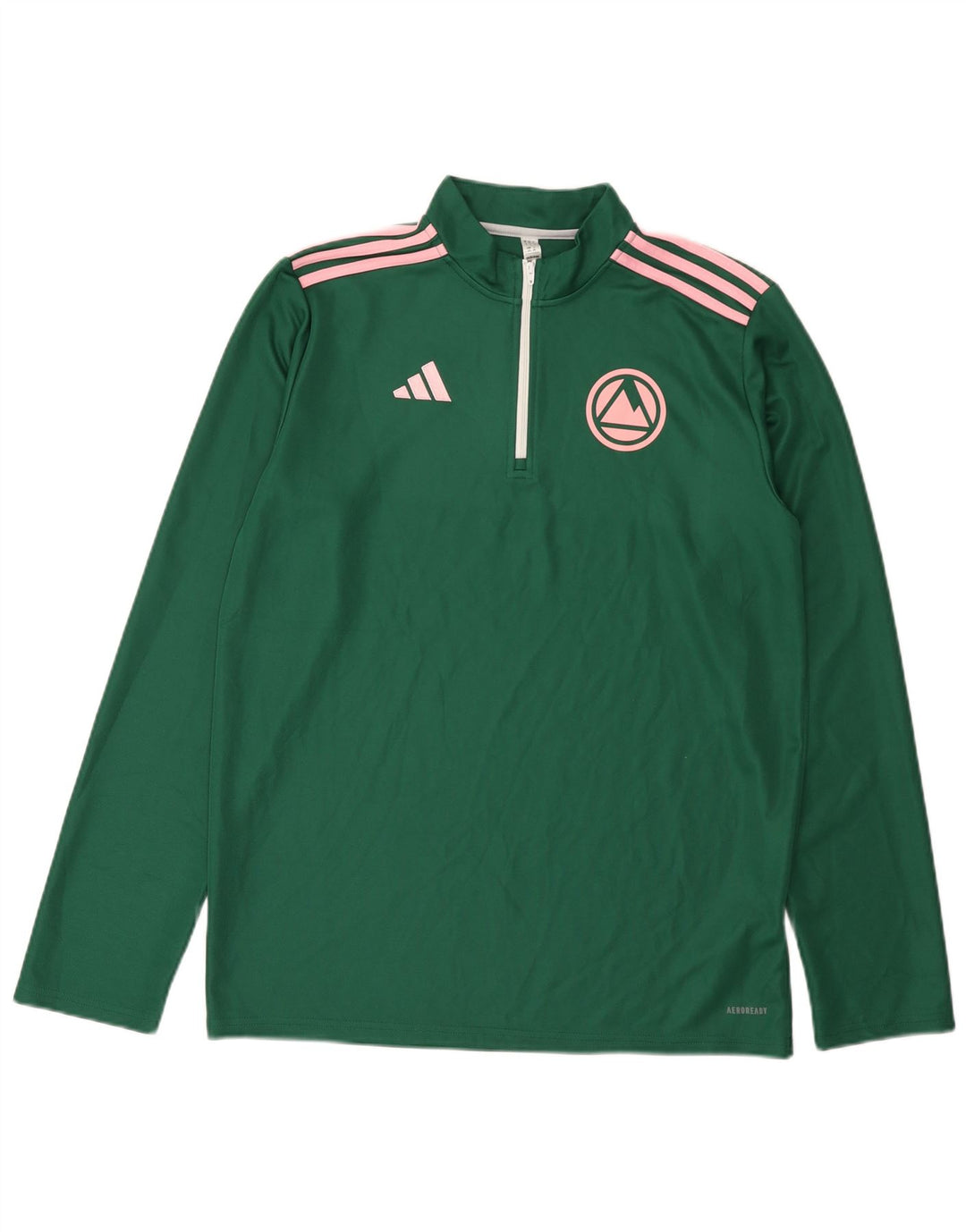 Adidas Mens Aeroready Zip Neck Pullover Tracksuit Top Large Green Polyester