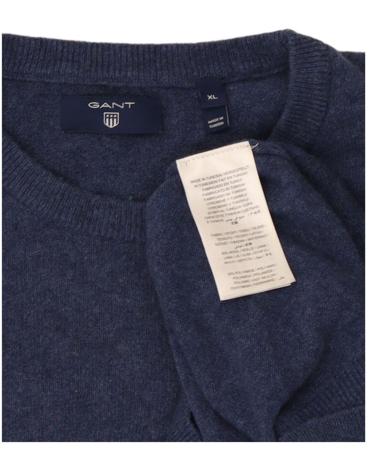 Gant Mens Crew Neck Jumper Sweater XL Navy Blue Wool
