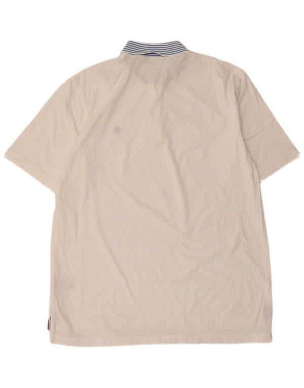 Brooks Brothers Mens Polo Shirt Large White Striped Cotton