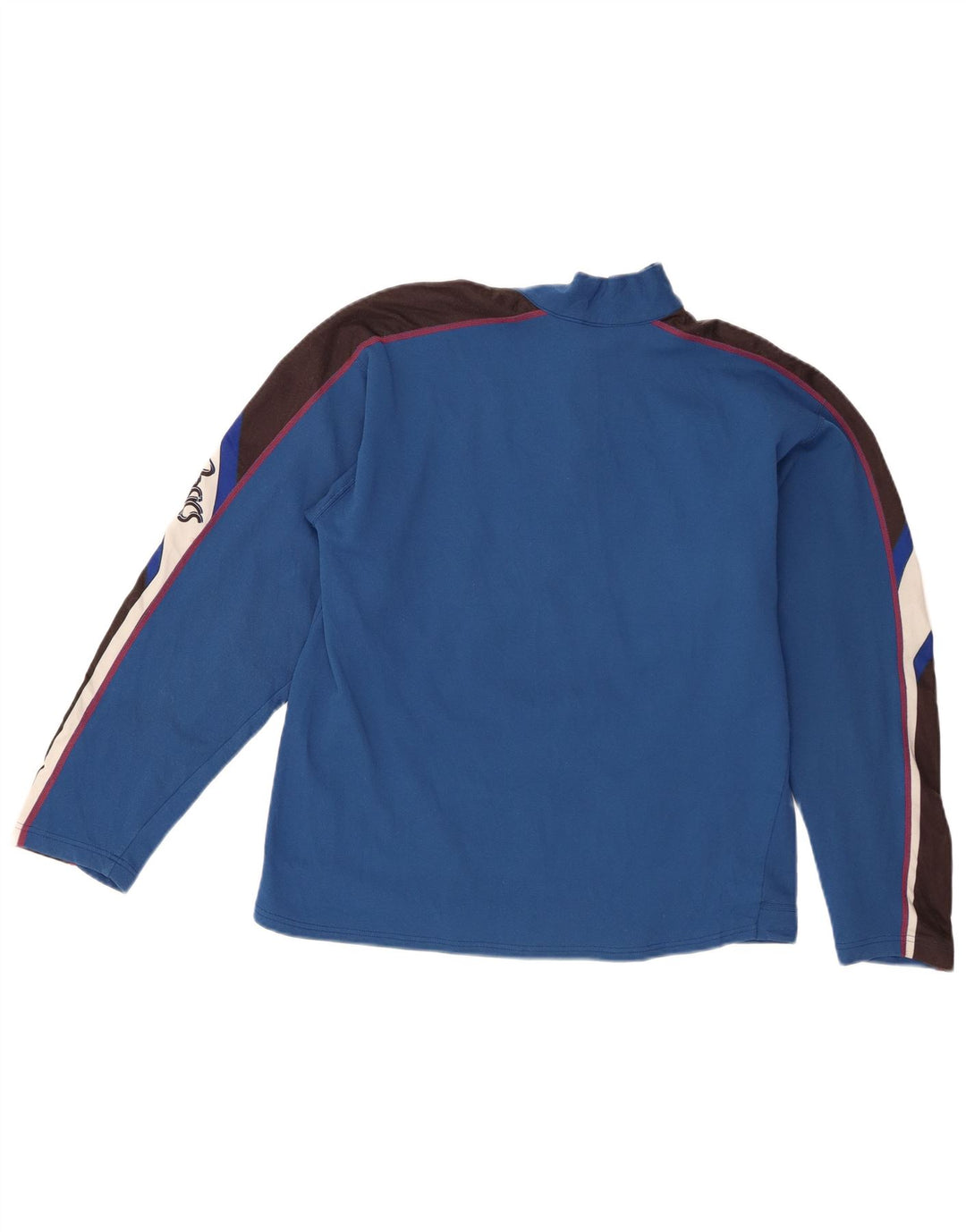 Asics Womens Zip Neck Pullover Tracksuit Top UK 14 Medium Blue Colourblock