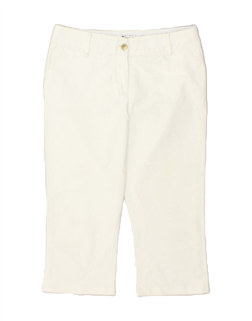 TOMMY HILFIGER Womens Capri Trousers US 8 Medium W30 L20 White Cotton | Vintage Tommy Hilfiger | Thrift | Second-Hand Tommy Hilfiger | Used Clothing | Messina Hembry 
