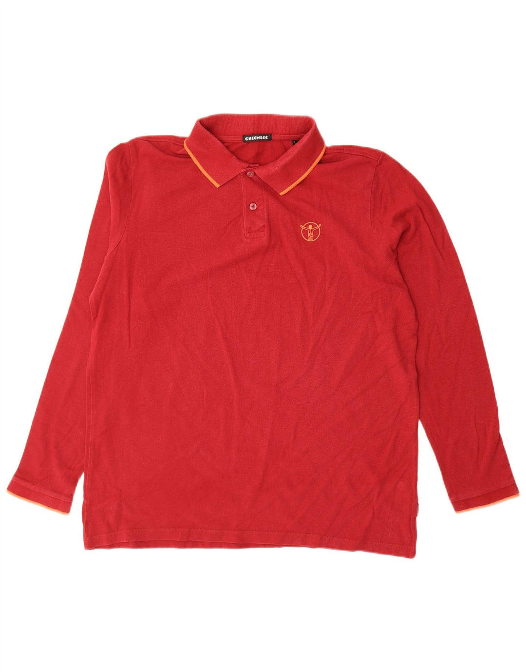 Chiemsee Mens Long Sleeve Polo Shirt Large Red Cotton