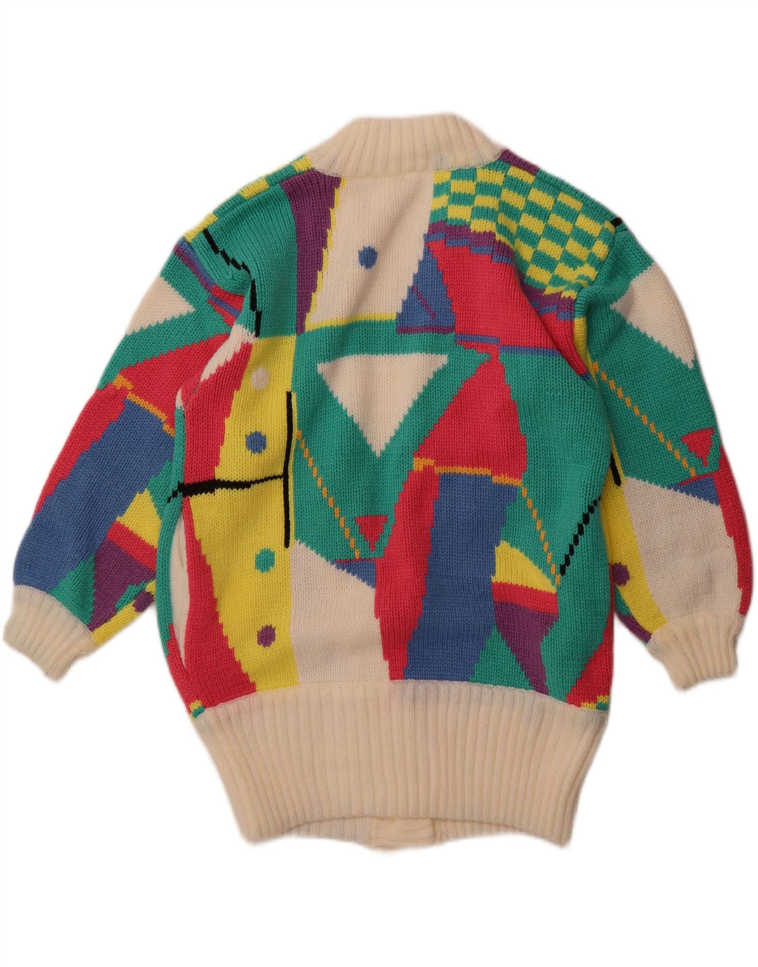 Vintage Womens Cardigan Sweater EU 38/40 Medium Multicoloured Geometric