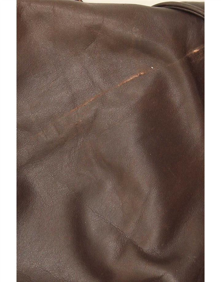 Vintage Mens Military Leather Bomber Jacket UK 38 Medium Brown