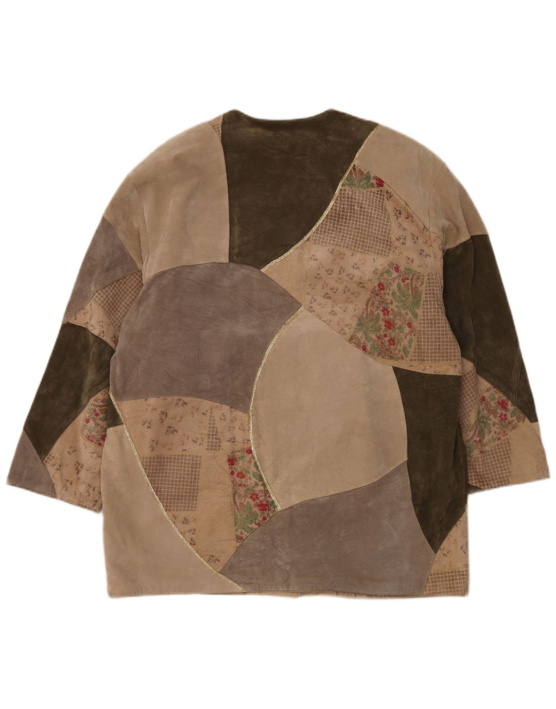 Fair Lady Womens Oversized Overcoat UK 16 Large Beige Patchwork Leather