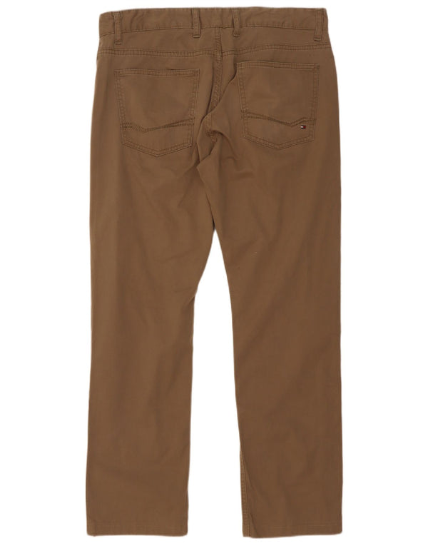 Tommy Hilfiger Mens Straight Casual Trousers W34 L30 Brown Cotton